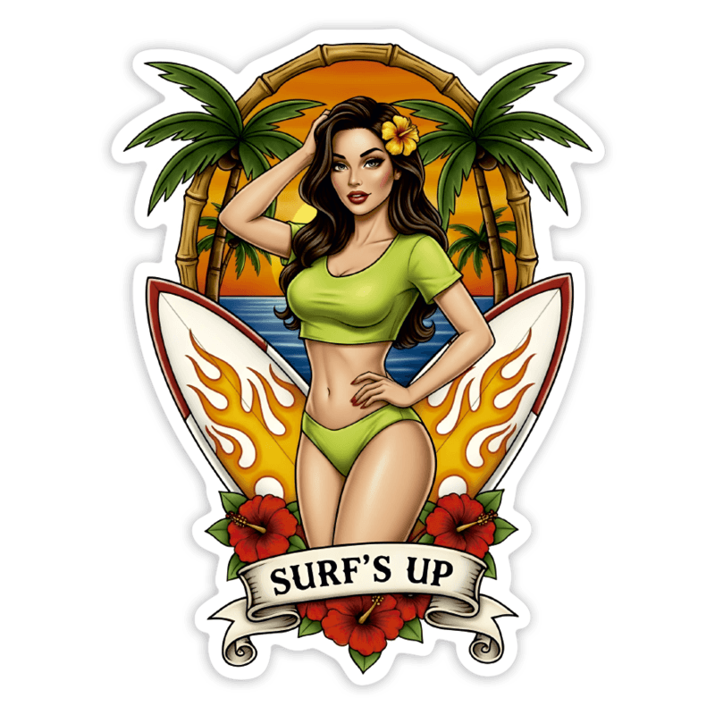 Pegatinas: Chica Surf’s Up Pin-Up Tropica