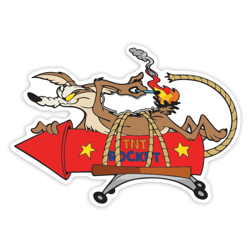 Pegatinas: Coyote con cohete TNT