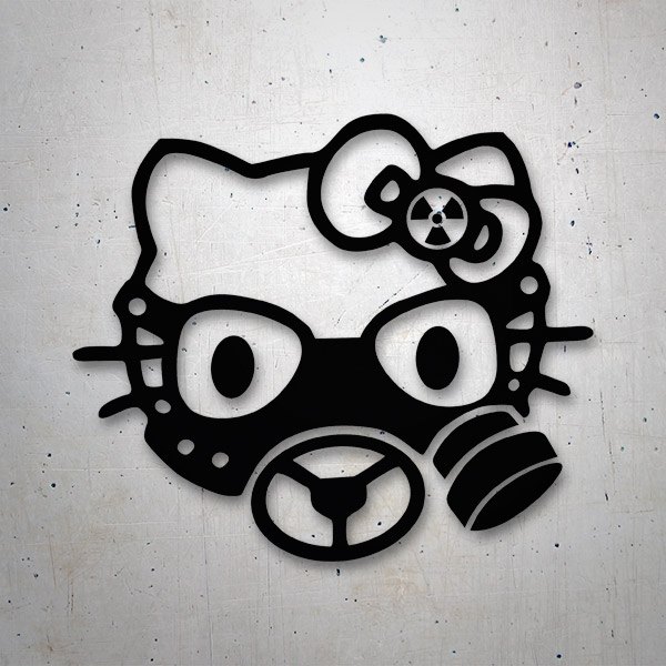 Pegatina Hello Kitty máscara de gas