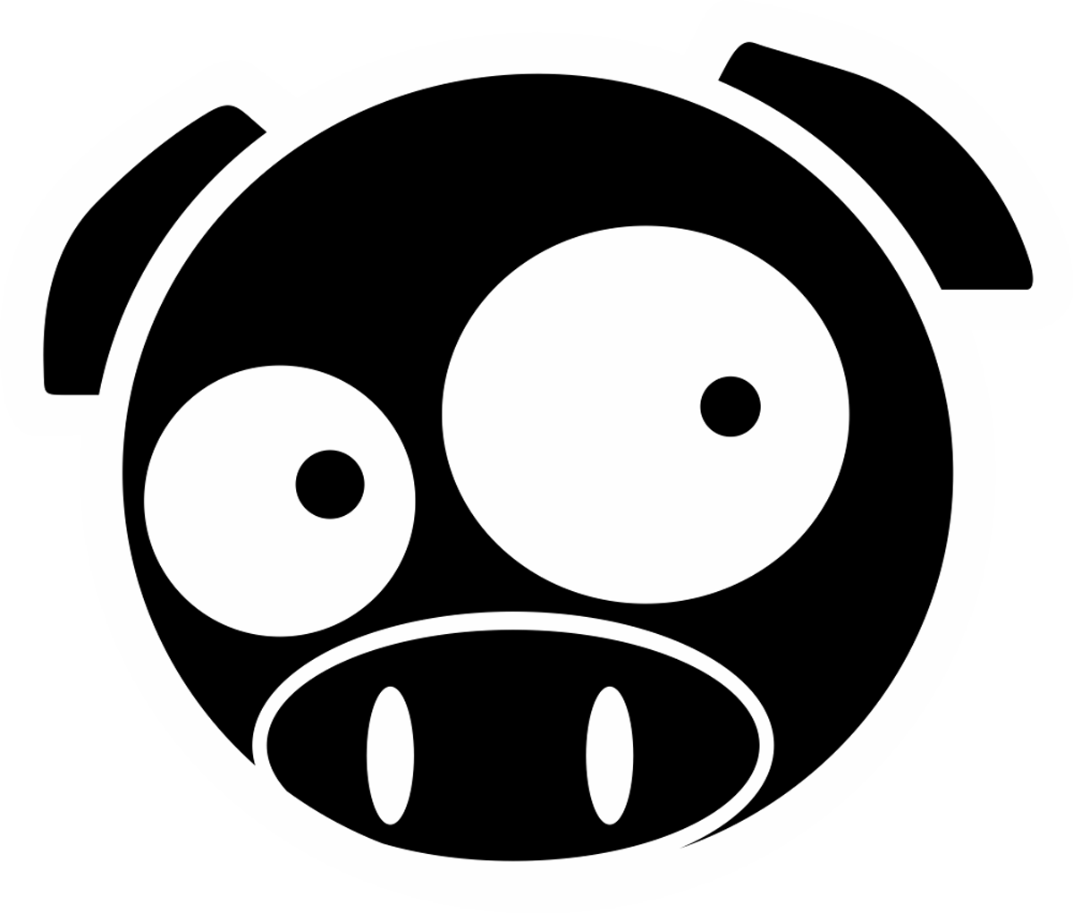 Pegatinas: Cerdito Manga de Subaru blanco y negro