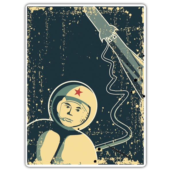 Pegatinas: Yuri Gagarin, astronauta retro