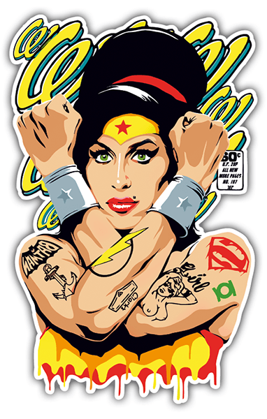 Pegatinas: Amy Winehouse Wonderwoman