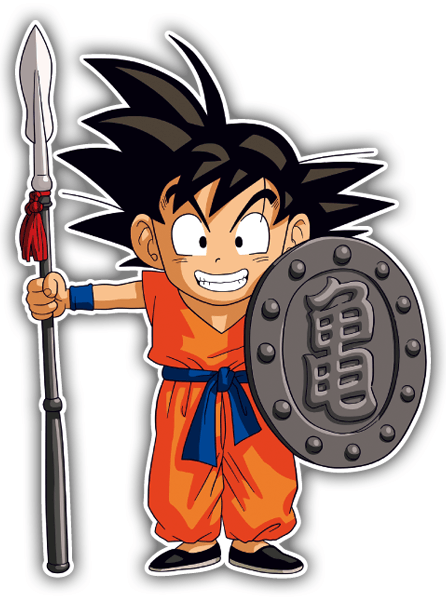 Pegatinas: Goku lanza y escudo