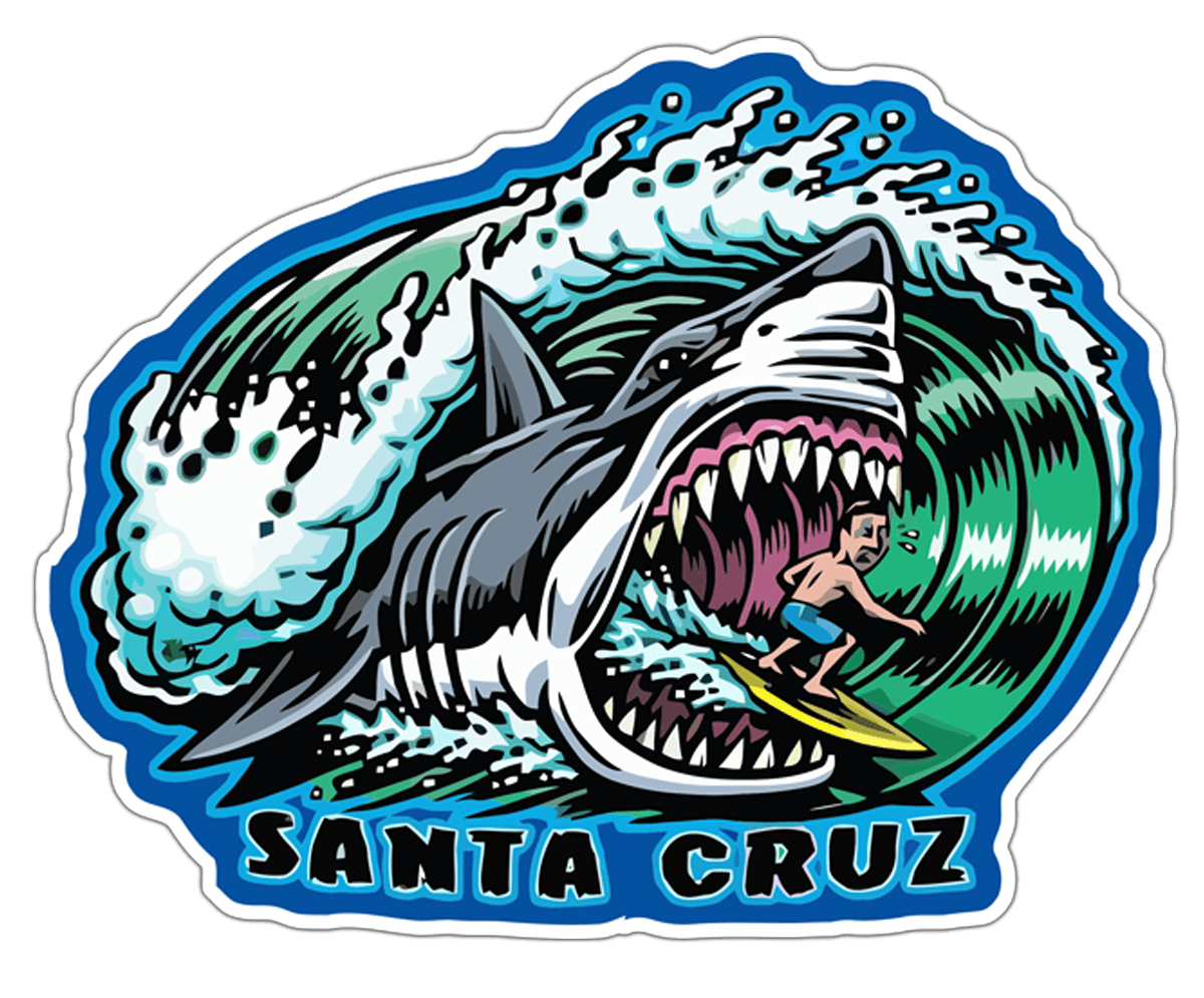 Pegatinas: Surfero y tiburón Santa Cruz
