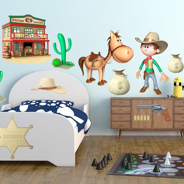 Vinilos Infantiles: Kit de Vaqueros del oeste