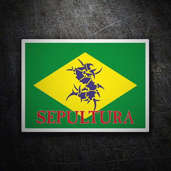 Pegatina Sepultura + bandera Brasil