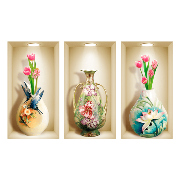 Vinilos Decorativos: Nicho Jarrones Florales