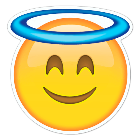 Pegatinas: Cara sonriente con aureola de santo