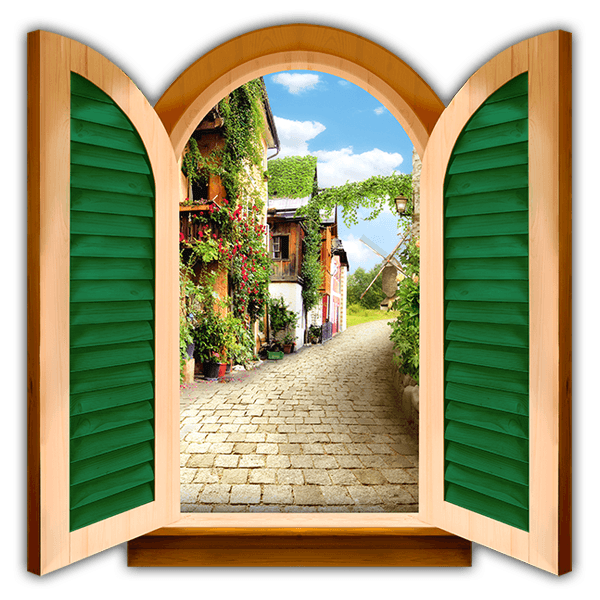 Vinilos Decorativos: Ventana de una calle de pueblo