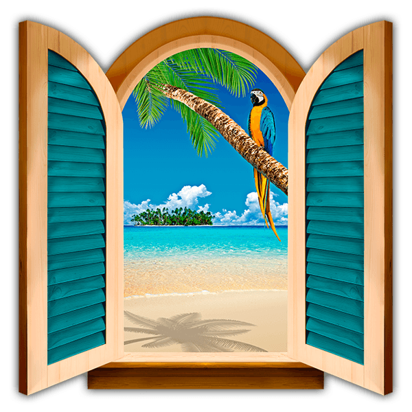 Vinilos Decorativos: Ventana loro en una palmera