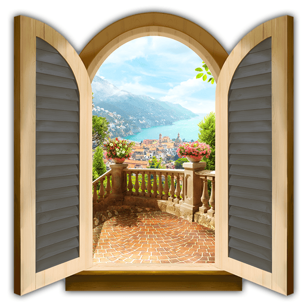 Vinilos Decorativos: Ventana Mirador pueblo costero