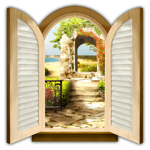 Vinilos Decorativos: Ventana jardín en la playa