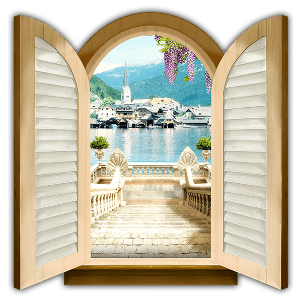 Vinilos Decorativos: Ventana escaleras a Hallstatt