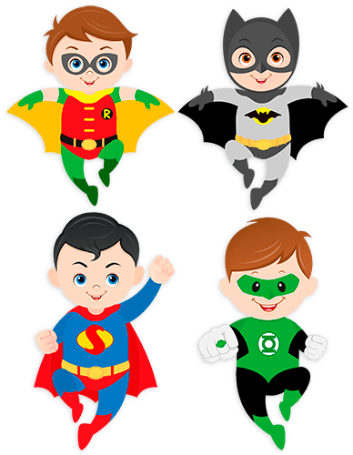 Vinilos Infantiles: Kit Superhéroes volando