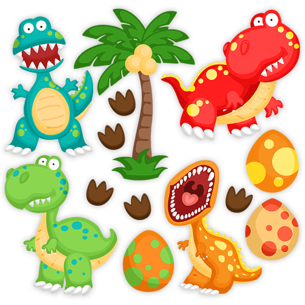 Vinilos Infantiles: Kit de Dinosaurios divertidos