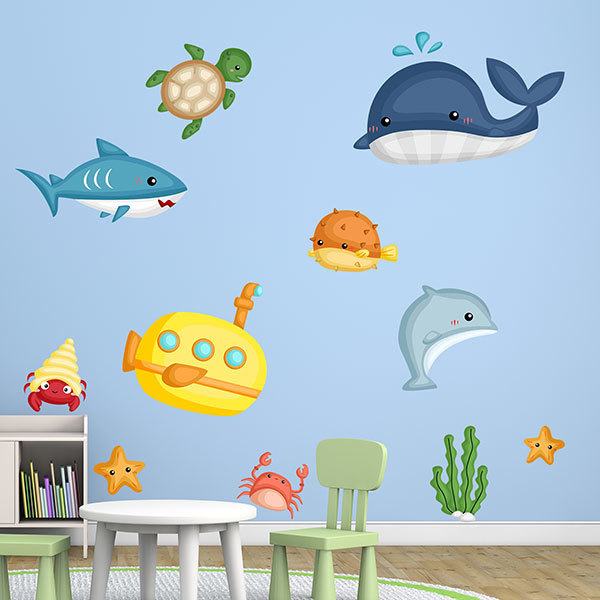 Vinilo decorativo infantil Kit animales marinos