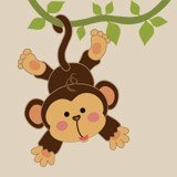 Vinilos Infantiles: Mono colgado en la liana 3