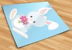 Vinilos Infantiles: Conejo con flores 5
