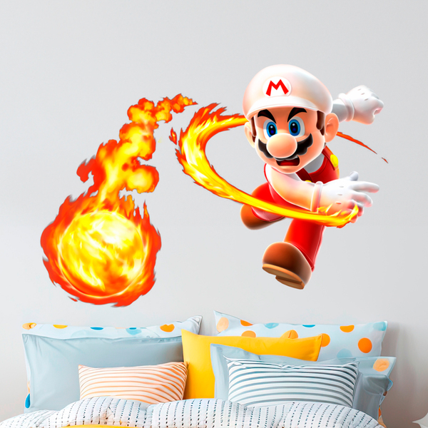 Vinilos Infantiles: Mario Bros Bola de Fuego