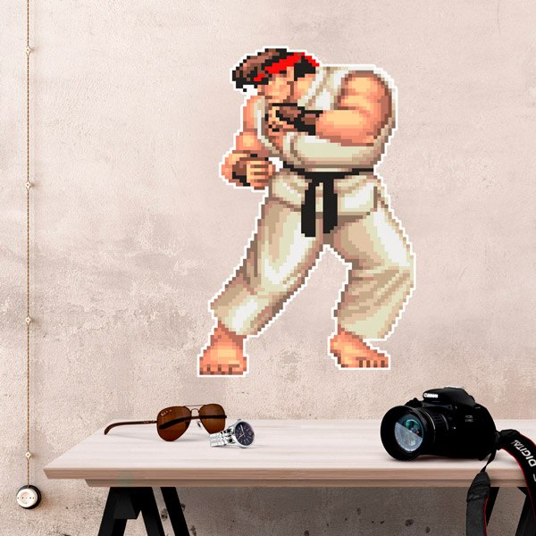 Vinilos Decorativos: Street Fighter Ryu Pixel Art