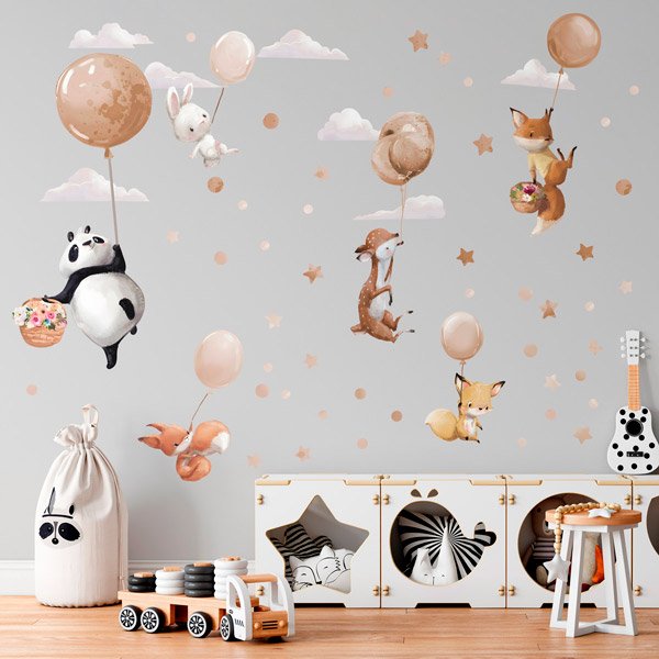 Vinilo decorativo infantil animales con globos