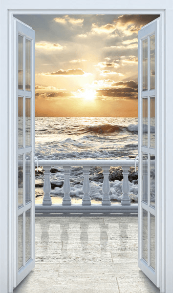 Vinilos Decorativos: Puerta al balcón en la playa