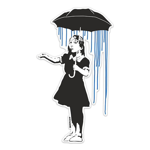 Vinilos Decorativos: Banksy, Niña Bajo la LLuvia