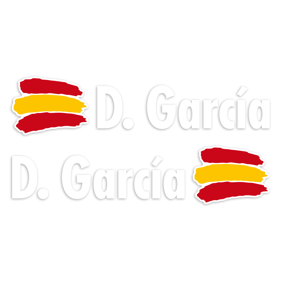 Pegatinas: 2X Banderas España + Nombre en blanco