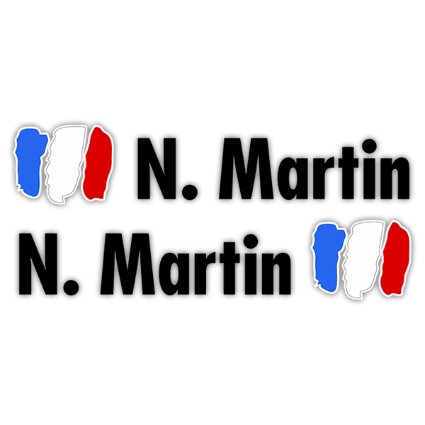 Pegatinas: kit 2 Banderas Francia + Nombre en negro