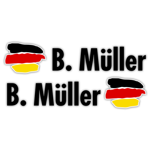 Pegatinas: 2X Banderas Alemania + Nombre en negro