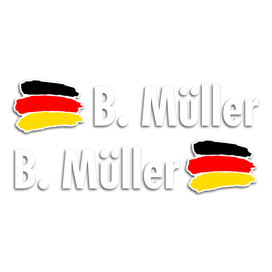 Pegatinas: 2X Banderas Alemania + Nombre en blanco
