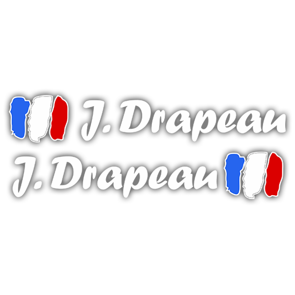Pegatinas: 2 Banderas Francia + Nombre caligráfico blanco