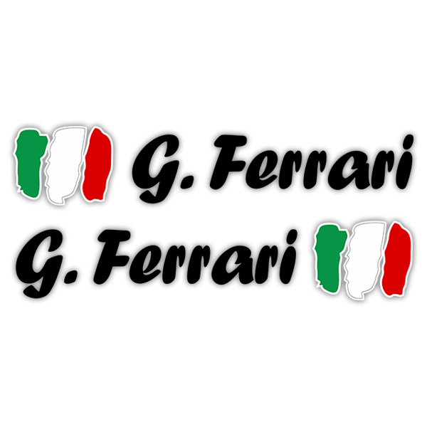 Pegatinas: 2 Banderas Italia + Nombre caligráfico negro