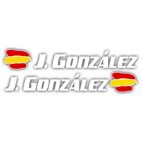 Pegatinas: 2 Banderas España + Nombre sport blanco