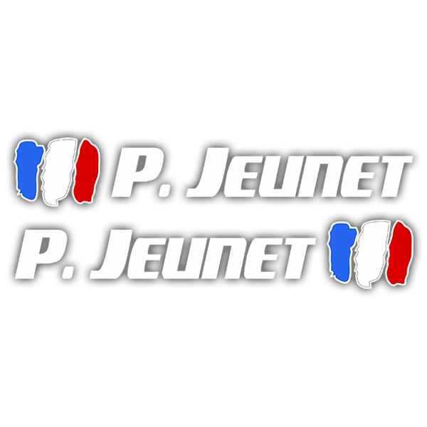 Pegatinas: 2 Banderas Francia + Nombre sport blanco