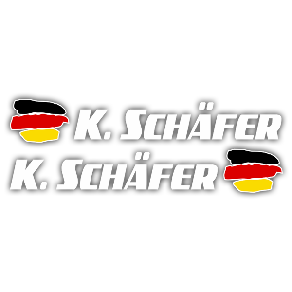 Pegatinas: 2 Banderas Alemania + Nombre sport blanco