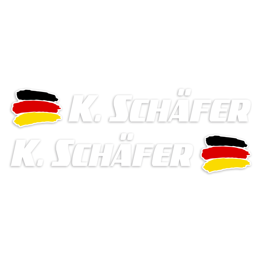 Pegatinas: 2X Banderas Alemania + Nombre sport blanco