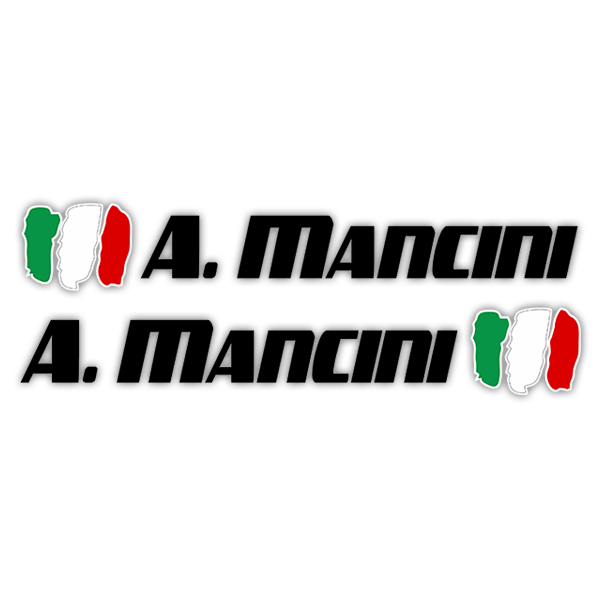 Pegatinas: 2 Banderas Italia + Nombre sport negro