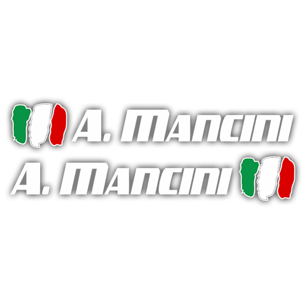 Pegatinas: 2 Banderas Italia + Nombre sport blanco