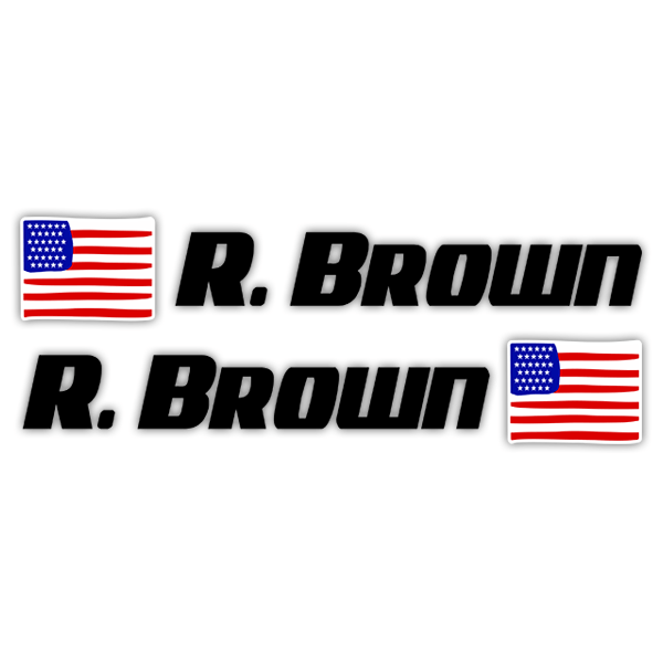 Pegatinas: 2 Banderas USA + Nombre sport negro