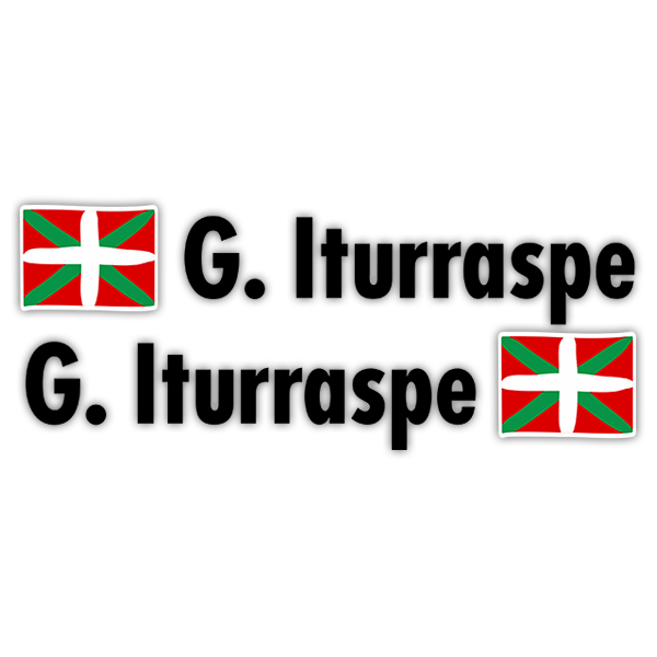 Pegatinas: 2 Banderas Euskadi + Nombre en negro