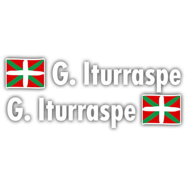 Pegatinas: 2 Banderas Euskadi + Nombre en blanco