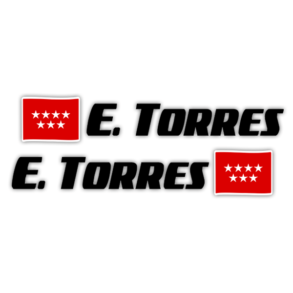 Pegatinas: 2 Banderas Madrid + Nombre sport negro
