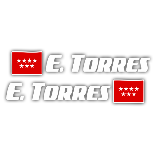 Pegatinas: 2 Banderas Madrid + Nombre sport blanco