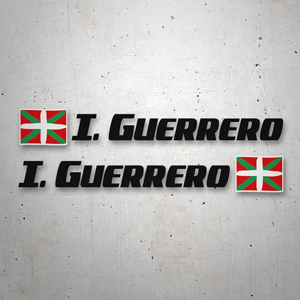 Pegatinas: 2 Banderas Euskadi + Nombre sport negro