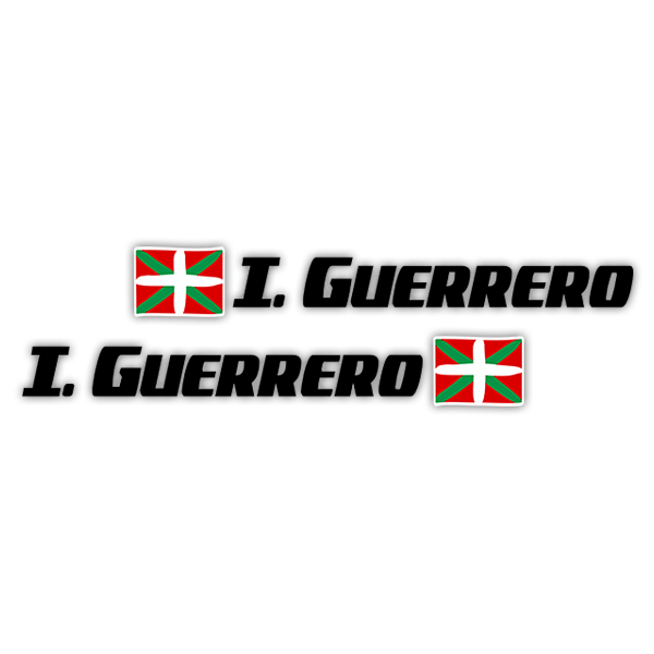 Pegatinas: 2 Banderas Euskadi + Nombre sport negro