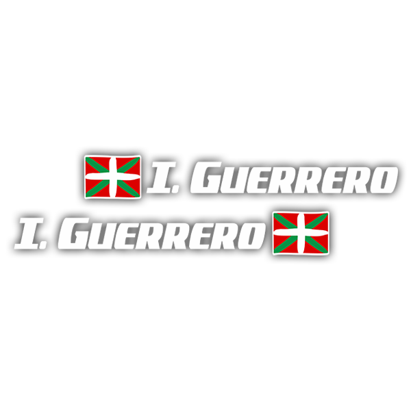 Pegatinas: 2 Banderas Euskadi + Nombre sport blanco
