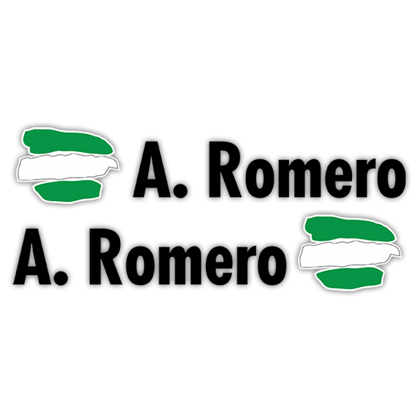 Pegatinas: 2 Banderas Andalucía + Nombre en negro