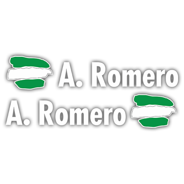 Pegatinas: 2 Banderas Andalucía + Nombre en blanco