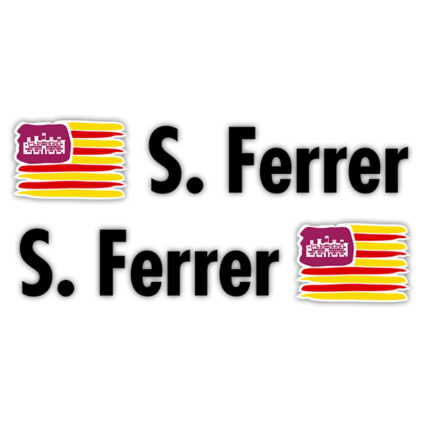 Pegatinas: 2 Banderas Baleares + Nombre en negro